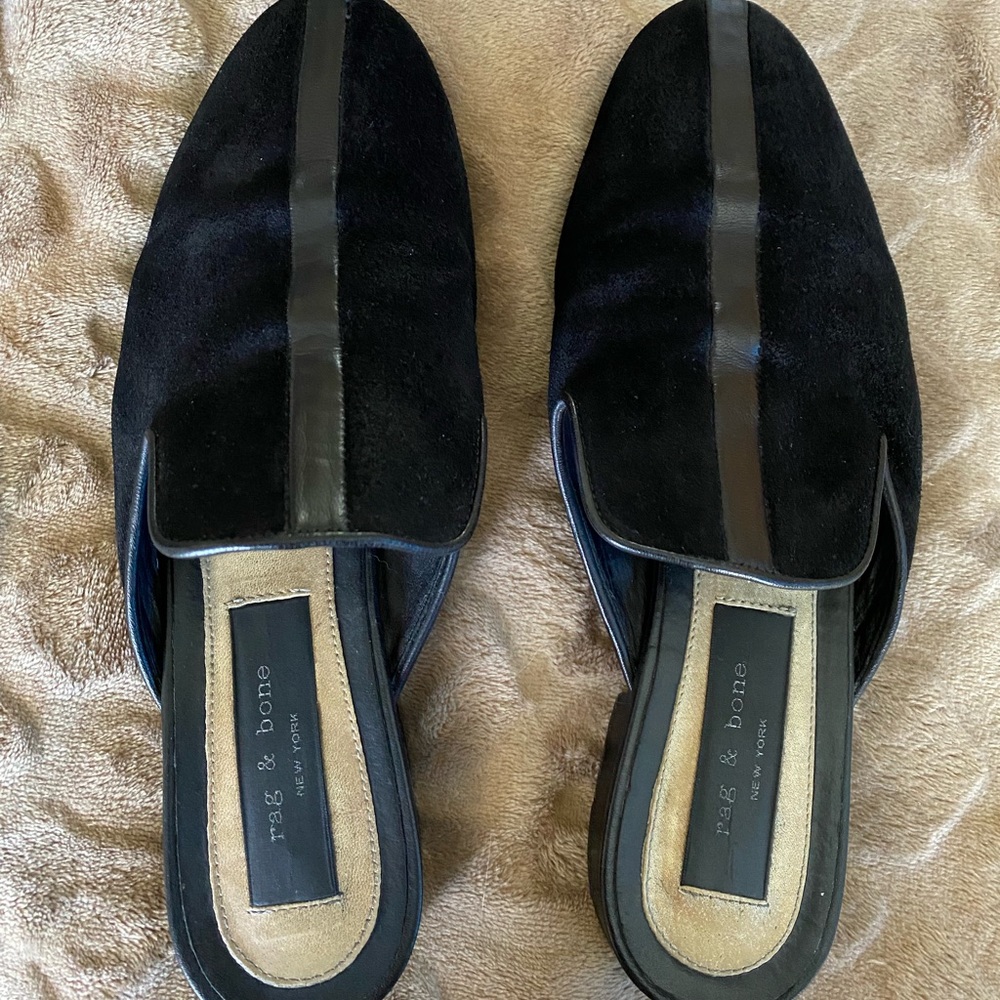 Rag & Bone black savoy leather loafers size 38.5